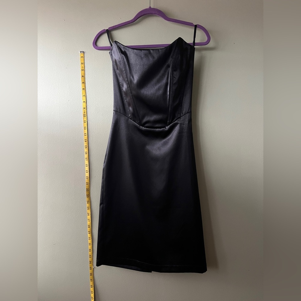 H&M Black Satin Strapless Dress With Boned Bustier. NWT Size XS